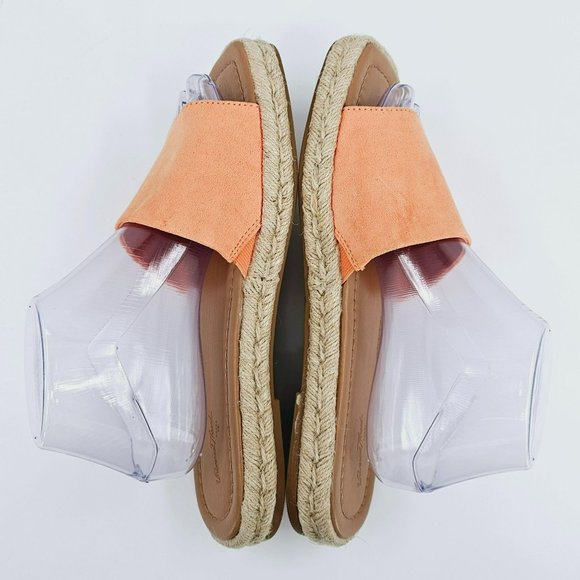 Universal Thread Maren Sandals 10 Orange Tan Square Toe Espadrille Slide Flat - Picture 8 of 13